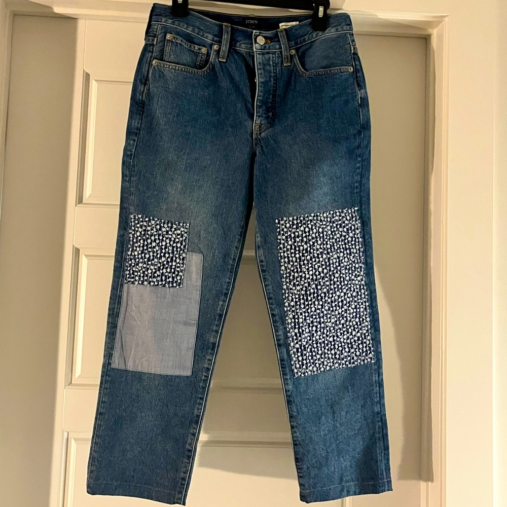 J. Crew Factory Premium Edition Slim Boyfriend Patchwork Jeans Button Fly